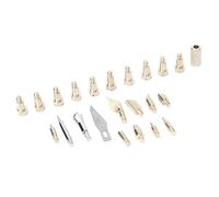 Eminchu Kit de 22 Cabezales de Soldador Eléctrico para Leña, Herramienta de Pirograbado con Punta de Latón, Juego de Herramientas de Transferencia de Calor Rápida, Ideal para Tallar Madera, Grabar y