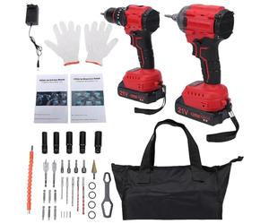 Eminchu Llave de Impacto de 21 V, Kit de Taladro Inalámbrico con Motor Sin Escobillas de Torque 350N, Taladro de 2400 RPM con Luz de Trabajo LED y Agarre Antideslizante, Ideal para Madera, Metal,