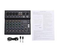Eminchu Mini Consola Mezcladora de 6 Canales, Controlador de DJ Portátil, Mezclador de Reproductor MP3 BT con Alimentación Fantasma de 48 V, Ideal para Grabación de Estudio, Transmisión en Vivo y