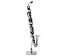 Eminchu Modelo de Clarinete bajo en Miniatura, Adorno de Instrumento Musical con Soporte de Tubo Negro y Caja de Regalo, para Exhibición de Decoración de Oficina en el Hogar