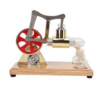 Eminchu Modelo de Motor Stirling Dorado de Dos Cilindros, Modelos Físicos Científicos, Juguete Educativo de Tubo de Vidrio con Lámpara de Alcohol, Ideal para Demostración en el Aula y Regalo de