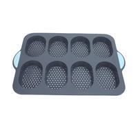 Eminchu Molde para Pan de Silicona, Molde para Pan Francés Antiadherente, Bandeja para Hornear Perforada con Diseño Ventilado, Ideal para Hornear Panecillos Hoagie hasta 220C (8 cavidades)