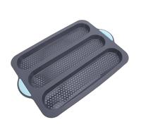 Eminchu Molde para Pan de Silicona, Molde para Pan Francés Antiadherente, Bandeja para Hornear Perforada con Diseño Ventilado, Ideal para Hornear Panecillos Hoagie hasta 220C (3 cavidades)