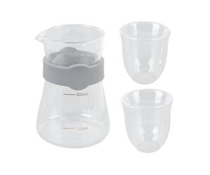 Eminchu para Verter, de Vidrio con Alto Contenido de Borosilicato, Juego Resistente Al Calor y Al Frío con Escala y Marcas Doradas, Ideal para el Hogar, Cafetería Oficina, 300 Ml