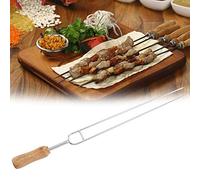 Eminchu Pinchos de Acero Inoxidable, Tenedores para Barbacoa con de Madera, Tenedores para Asar con Diseño de Aguja, Ideales para Alitas de Pollo, Salchichas, Camping, Picnic y Barbacoa Al Aire Libre
