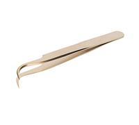 Eminchu Pinza Profesional de Extensión de Pestañas de Acero Inoxidable con Puntas Afiladas para Injertos y Recortes Precisos en Color Dorado Perla (Pinzas curvas)