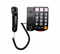 Eminchu Teléfono Fijo con Cable para Personas Mayores, Botones Grandes | Timbre fuerte de 110 dB, auricular amplificado de hasta 80 dB, marcación rápida de 3 toques, altavoz con timbre visual