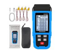 Eminchu Termómetro Termopar Digital para Fabricación Industrial y Pruebas de Temperatura de Laboratorio, Almacena 5999 Datos con Marcas de Tiempo, Uso Continuo 60 H, Recargable po (SK-8306C Canal
