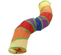 Eminchu Túnel para Gatos de Nailon Iridiscente con 4 Puertas y Bola Interactiva para Gatos y Conejitos, Diseño Plegable de Pulgadas