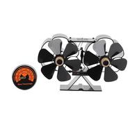 Eminchu Ventilador de Estufa de Leña, Ventilador para Chimenea Accionado por Calor, Distribución Silenciosa y Eficiente del Calor para Estufa de Leña, Aleación de Aluminio de 6 Aspas (Con termómetro)