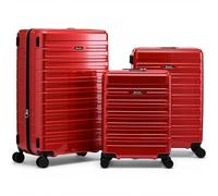 Eminent Voyager Juego Maletas 3 Piezas, Expandible, Rígida, 4 Ruedas, Ligera, Candado TSA, Cabina Mediana Grande, Trolley Viaje Avión Rojo