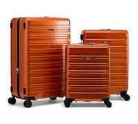 Eminent Voyager Juego Maletas 3 Piezas, Expandible, Rígida, 4 Ruedas, Ligera, Candado TSA, Cabina Mediana Grande, Trolley Viaje Avión Naranja