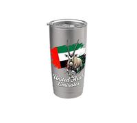 Emiratos Árabes Unidos Oryx Bandera Animal Nacional Vaso térmico de acero inoxidable de doble pared