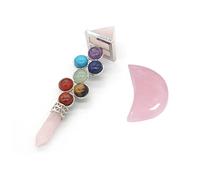 Emisor de energía de pirámide de cristal rosa de siete chakras y luna de cristal rosa de 30 mm