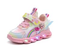 Emisünde Zapatillas Elsa for niñas con LED, cómodas sneakers for niñas talla 27 en color rosa/morado con cierre de MAGIC TAPE, deportivas infantiles for primavera, verano y otoño 21-35(Rosa,29 EU)
