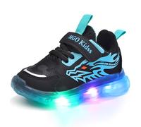 Emisünde Zapatillas LED for niños - trainers luminosas con cierre de MAGIC TAPE, zapatillas transpirables con luz for exteriores sneakers deportivas LED con luces intermitentes(Azul,23 EU)