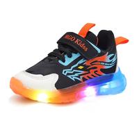Emisünde Zapatillas LED for niños - trainers luminosas con cierre de MAGIC TAPE, zapatillas transpirables con luz for exteriores sneakers deportivas LED con luces intermitentes(Naranja,36 EU)