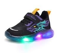 Emisünde Zapatillas LED for niños - trainers luminosas con cierre de MAGIC TAPE, zapatillas transpirables con luz for exteriores sneakers deportivas LED con luces intermitentes(Púrpura,21 EU)