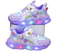 Emisünde Zapatos ELSA con luces LED for niñas de 2 a 15 años, con cierre de MAGIC TAPE, divertidos tenis de princesa, ideales for caminar y correr, ideales for cumpleaños y Navidad(Púrpura,25 EU)
