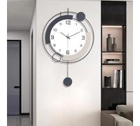 EMITDOOG Reloj de pared grande, relojes decorativos con péndulo de cuarzo de calidad silenciosa arte de pared, funciona con pilas, reloj de pared grande para sala de estar, cocina, hogar, baño