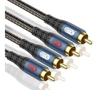 EMK Cable 2RCA, Cable subwoofer Cable RCA(L&R) 2RCA macho a RCA macho carcasa de aluminio Cable de audio estéreo trenzado de nailon para Smart-TV, barra de sonido, amplificador, altavoz (3 metros)