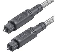 EMK Cable Audio óptico Cable Toslink Cables ópticos Trenzado de Algodón Cable Fibra óptica Duradero para Cine en casa, Barra de sonido, TV, DVD, DAC (3 metros)