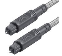 EMK Cable Audio óptico Cable Toslink Cables ópticos Trenzado de Algodón Fibra óptica para Cine en casa, Barra de sonido, TV, DAC (2 metros)