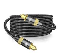 EMK Cable audio óptico, cable toslink Fibra óptica digital cable óptico macho a macho S/PDIF Enchufe dorado de 24K cables ópticos para barra de sonido, altavoz, cine en casa, TV (Negro, 5 metros)