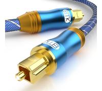 EMK Cable audio óptico, cable toslink Fibra óptica digital cable óptico macho a macho S/PDIF Enchufe dorado de 24K cables ópticos para barra de sonido, altavoz, cine en casa, TV (Azul, 2 m)