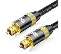EMK Cable audio óptico, cable toslink Fibra óptica digital cable óptico macho a macho S/PDIF Enchufe dorado de 24K cables ópticos para barra de sonido, altavoz, cine en casa, TV (Negro, 1 metros)