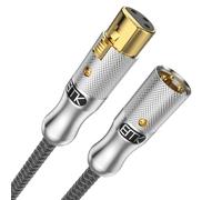 EMK Cable de micrófono XLR macho a XLR hembra de 3 pines, cable de altavoz balanceador para consola de mezclas, cable de preamplificador de micrófono ecualizador (2,4 m, XLR macho a hembra, plateado)