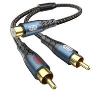 EMK Cable divisor RCA 30cm, Cinch hembra a 2 macho chapados en oro 24 K, adaptador Rca estéreo de audio en Y, cable divisor Coaxial a 2 RCA para soundbar, TV, altavoces, subwoofer (hembra a 2macho)