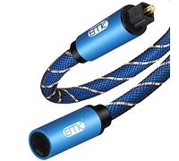 EMK Cable Extensión óptico cables alargador óptica macho a hembra Cable Extensión Toslink óptico Cable SPDIF trenzado nailon cable Fibra Óptica para altavoz, barra de sonido, TV, DVD (1 metros)