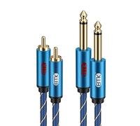 EMK Cable mono de 6,35 mm1/4 a 2RCA, Dual 1/4" TS a Dual RCA Cable (1 m) | interconexión 2 RCA macho Cable de audio estéreo para amplificadores, teclado, DVD, TV, altavoz