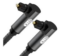 EMK Cable óptico de ángulo recto, cable de fibra óptica de enchufe Toslink giratorio de 90 grados para reproductor de Blu-Ray, barra de sonido, HDTV, PS3/PS4, Xbox (2M, Cable Óptico 90° Doble, Negro)