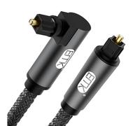 EMK Cable óptico Toslink de 90 ° con conector giratorio de 360°, cable de audio digital, 1,2 m, compatible con barra de sonido, TV, PS3, PS4, Xbox, cine en casa, color negro