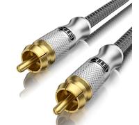 EMK Cable RCA Cable Subwoofer Cables Audio Coaxial Rca a Cinch Chapado en oro Macho a SPDIF (doble blindaje, punta dividida) Cables SUBWOOFER RCA para altavoces, barra de sonido, TV, DVD, AMP (2 m)