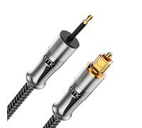 EMK - Cable Toslink a Mini Toslink de 3,5 mm SPDIF óptico de 3,5 mm a adaptador de cable de audio óptico para Home Theater (0,5M, Óptico Mini Toslink de 3,5MM, Plateados)