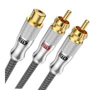 EMK Divisor en Y RCA chapado en oro 2 macho a 1 hembra, cable de extensión RCA Splitter - Diseño blindado para subwoofers, televisores y cine en casa (1 pie/30 cm)