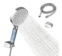 EMKE Alcachofa de ducha con manguera, ahorro de agua, aumenta la presión con filtro, manguera de 1,5 m y soporte, cabezal de ducha de ahorro con 6 tipos de chorro, aumenta la presión, juego de ducha