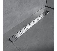 EMKE Canaleta de ducha de 80 cm, acero inoxidable, plano, sifón con parada de olores, colador de pelo, diseño de filas laterales, desagüe de ducha, desagüe de ducha para baño