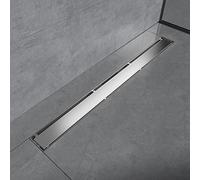 EMKE Canaleta de ducha de acero inoxidable, 80 cm, sifón con parada de olores, colador de pelo, 2 - 1, diseño de filas laterales, desagüe de ducha, desagüe de ducha para baño