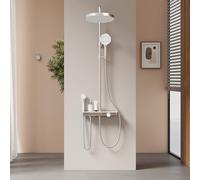 EMKE Columna de Ducha Termostática, Ducha Infantil, 320mm ducha de lluvia de gran tamaño,4 Salidas de Agua, Fácil Instalación,Cromado,1070x550x409 mm,Altura Adjustable 800-1200mm