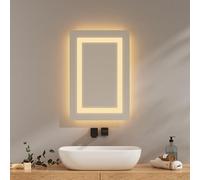 EMKE Espejo Baño con Luz, 40x60 cm, Antivaho, Luz Bicolor Cálida/Fría,Interruptor Mecánico, Instalación Horizontal o Vertical,Espejo Baño Led