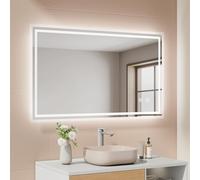 EMKE Espejo Baño con Luz Led, 100x60 cm, Antiempañante, Interruptor táctil, Espejo de baño Blanco frío Regulable, Función de Memoria, Apagado automático después de 3 Horas,Espejo baño led