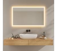 EMKE Espejo Baño con Luz Led 100x60 cm, Espejo de baño LED 3000K Blanco cálido, Interruptor de Pared, Instalación Vertical/Horizontal, Espejo Anti-explosión IP44, Ahorro de energía,LED Espejo