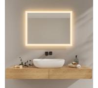 EMKE Espejo Baño con Luz Led 60x80 cm, Espejo de baño LED 3000K Blanco cálido, Interruptor de Pared, Instalación Vertical/Horizontal, Espejo Anti-explosión IP44, Ahorro de energía,LED Espejo
