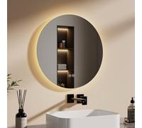 EMKE Espejo Baño con Luz Redondo 50 cm - Espejo LED baño Regulable con 3 Colores de iluminación, función de Memoria, Interruptor táctil,Espejo Baño Led Redondo