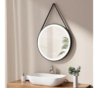 EMKE Espejo de baño con iluminación, 60 cm, Redondo, con antivaho, luz Blanca fría, Regulable, función de Memoria, táctil, Apagado automático de 3 Horas, Ahorro de energía