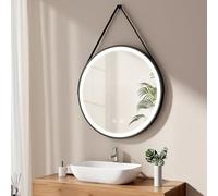 EMKE Espejo de baño con iluminación, 80 cm, Redondo, con antivaho, luz Blanca fría, Regulable, función de Memoria, táctil, Apagado automático de 3 Horas, Ahorro de energía